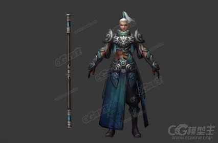 棍护卫3D模型 古代护卫 侍卫 武士 盔甲勇士 士兵 战士 猛士次时代游戏3D模型