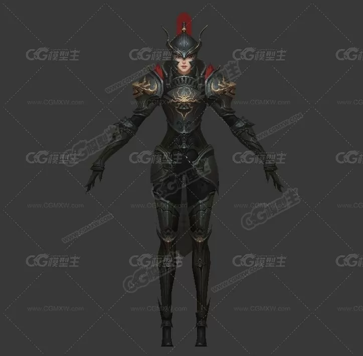 女战士 3D模型 盔甲女武士 女勇士 次时代游戏模型-1