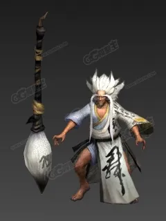 白袍怪人 3D模型 笔仙 毛笔武器 白袍妖兽 白袍恶魔 次时代游戏3D模型
