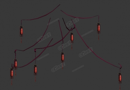 吊灯（带动画） 3D模型 彩灯 中国灯笼 古代灯笼 喜庆 红灯笼