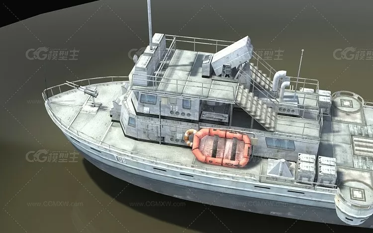 3dmax2011简模军舰战舰铁船九 舰船 快艇-1