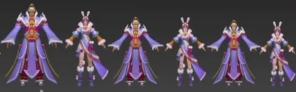 紫色套装 3D模型 勇士美女 古代战士美女 次时代游戏人物模型