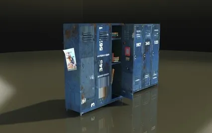 3dmax2011次世代破损老旧蓝色储物柜 柜子 档案柜