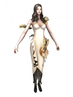 白色礼服女 3D模型 晚礼服美女 日韩美女