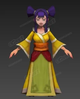 Q版黄衣丑女 3D模型 古装泼妇 村妇 村民 古装女性