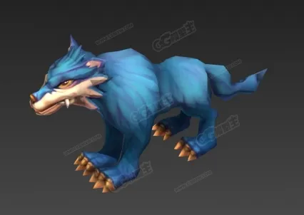 Q版狼 3D模型 豺狼 卡通恶狼 地狱恶犬 蓝色狼妖