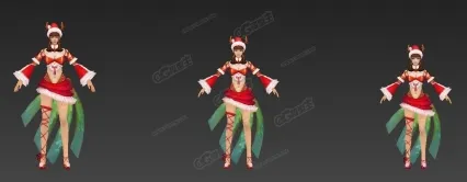 红色新娘 3D模型 圣诞服美女 古代美女 喜庆 新年服装美女