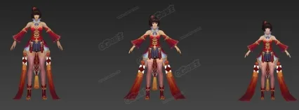 深红女 3D模型 古装美女 喜庆 古代小姐 富家小姐