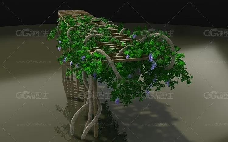 3dmax2011写实紫藤花架藤蔓架子爬山虎七-3