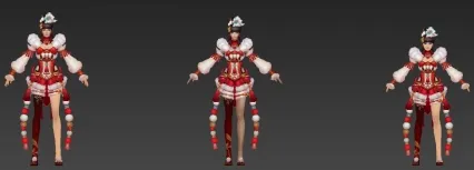 红白女 3D模型 新年礼服小姐 美女 次时代3D模型