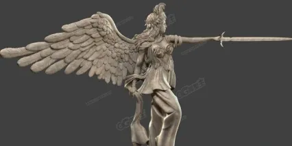 挥剑带翅膀的女神雕塑模型 希腊女神像 3D模型