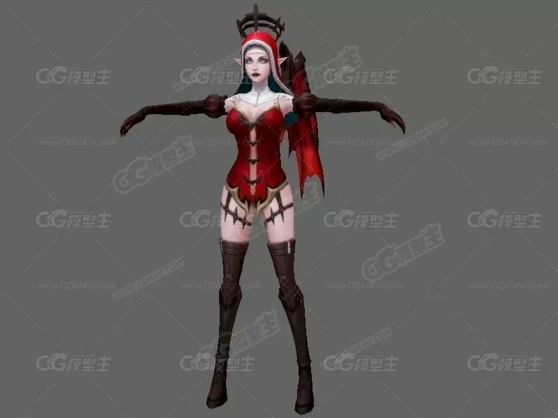 红色痛苦女王 CG人物模型-1