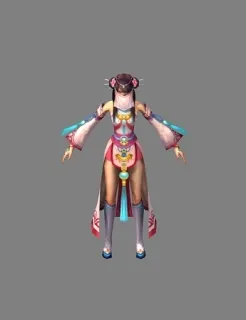精品三渲二 粉衣蒙面女 3D模型