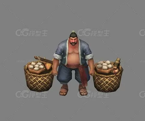 精品三渲二 卖馒头壮汉 3D模型-1