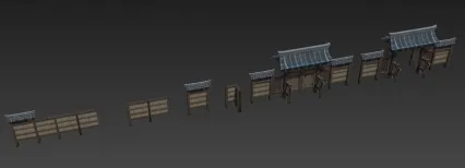 竹围墙 3D模型