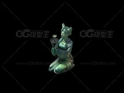 古墓片区仕女灯俑3d模型-1