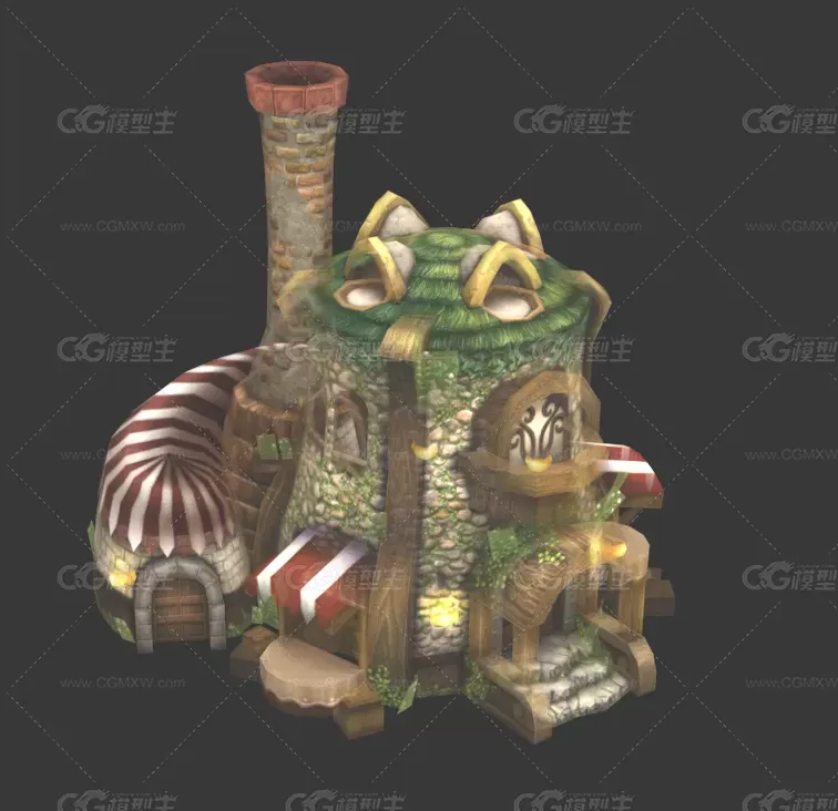 卡通石头草房-1