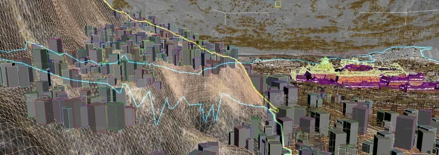 写实场景精细荒漠沙漠绿洲戈壁骆驼湖水3Dmax模型场景源文件-7