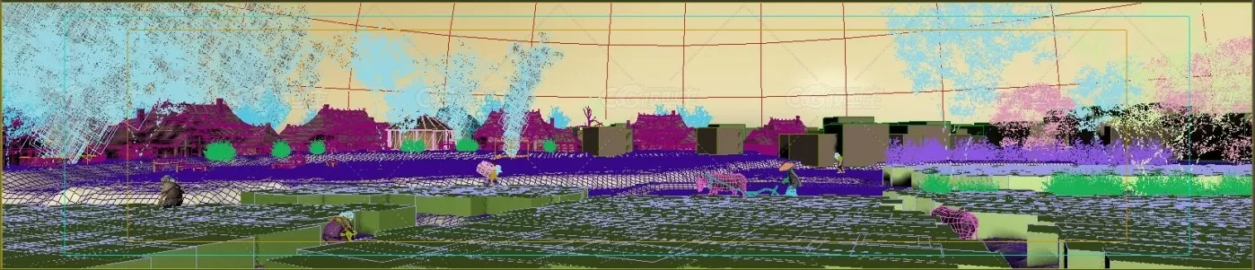 影视动画模型 吹烟起农田耕村庄 耕牛带动画 农民 田地3Dmax模型-6