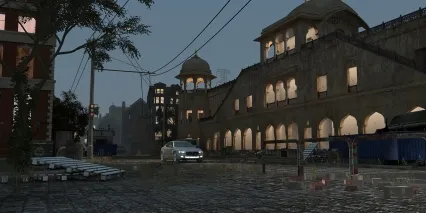 现代城市街道 废墟 破旧建筑道路3dmax模型