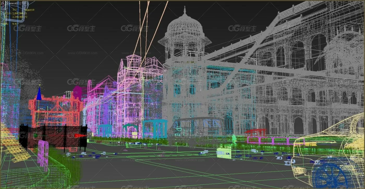 现代城市街道 废墟 破旧建筑道路3dmax模型-5