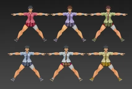 街霸 学生妹套装 3D模型