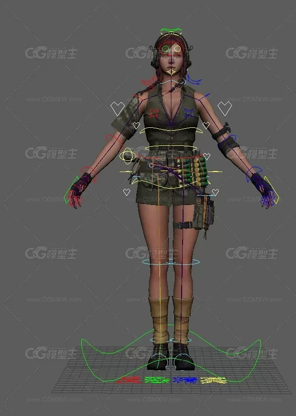 精品手绘 士兵女人 3D模型-1