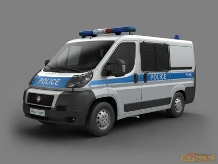 VRAY渲染英式警车police模型
