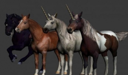 Horse各种已绑定的带动画的次时代马和独角兽3D模型