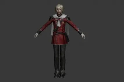 银发红长袖男爵 3D模型