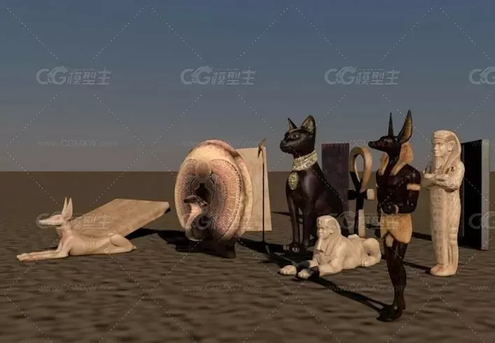 埃及法老王狮身人面像埃及护法等 CG模型-1