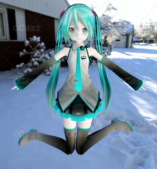 MMD用初音3d模型 miku酱初音未来 c4d fbx格式带角色绑定-1