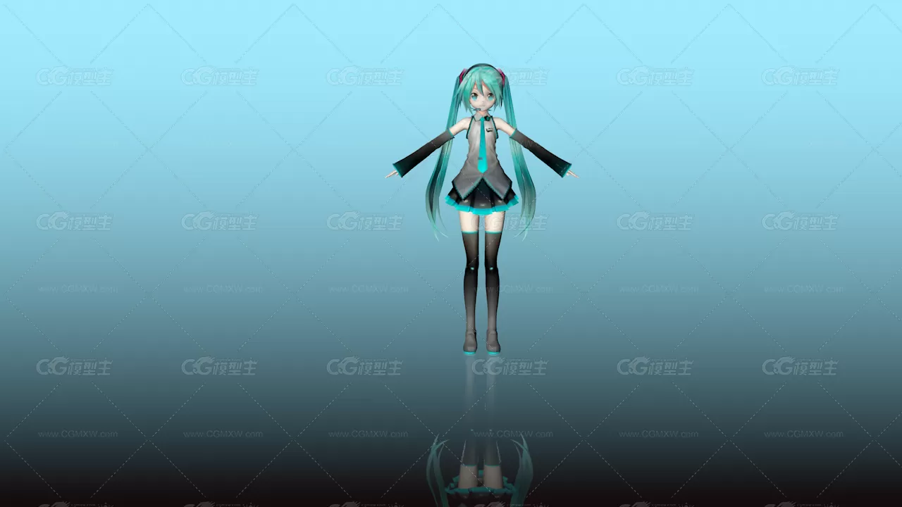 MMD用初音3d模型 miku酱初音未来 c4d fbx格式带角色绑定-2