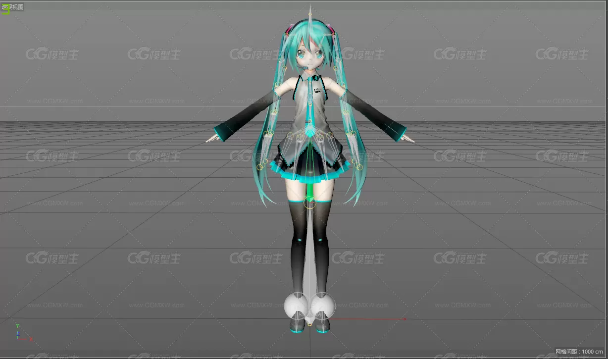 MMD用初音3d模型 miku酱初音未来 c4d fbx格式带角色绑定-3