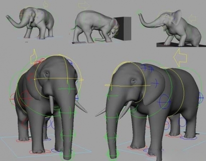 已经做好了绑定的大象模型 3D模型免费下载