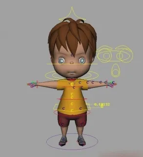 一个绑定好的男孩 CG模型