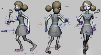 扎着可爱苞苞头的已做好绑定的女孩模型 3D模型免费下载