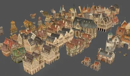 欧洲房子建筑 中世界教堂 纪元建筑场景3D模型大全