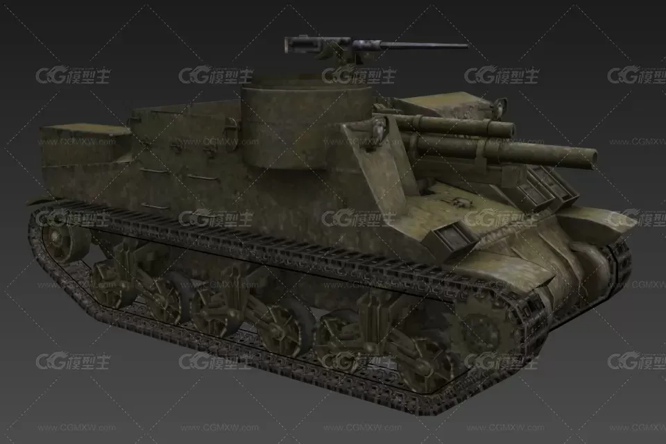 美国牧师式自行火炮 CG模型免费下载-1