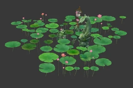 荷塘月色 荷叶 荷花 3D游戏模型
