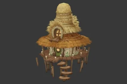 茅草屋3D模型