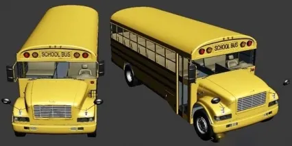 欧美风格的校车巴士 cg模型