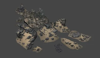 石堆 集合 3D模型