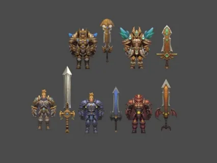Q版 剑神 战士 小集合 3D模型