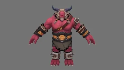 日韩风 红色牛角 怪物 3D模型