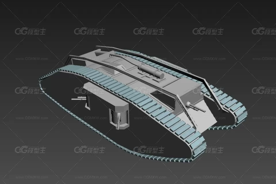 白模履带车 3D模型免费下载-1