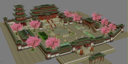 古代 建筑 宝殿 3D模型（没有植物和花的，只有建筑）