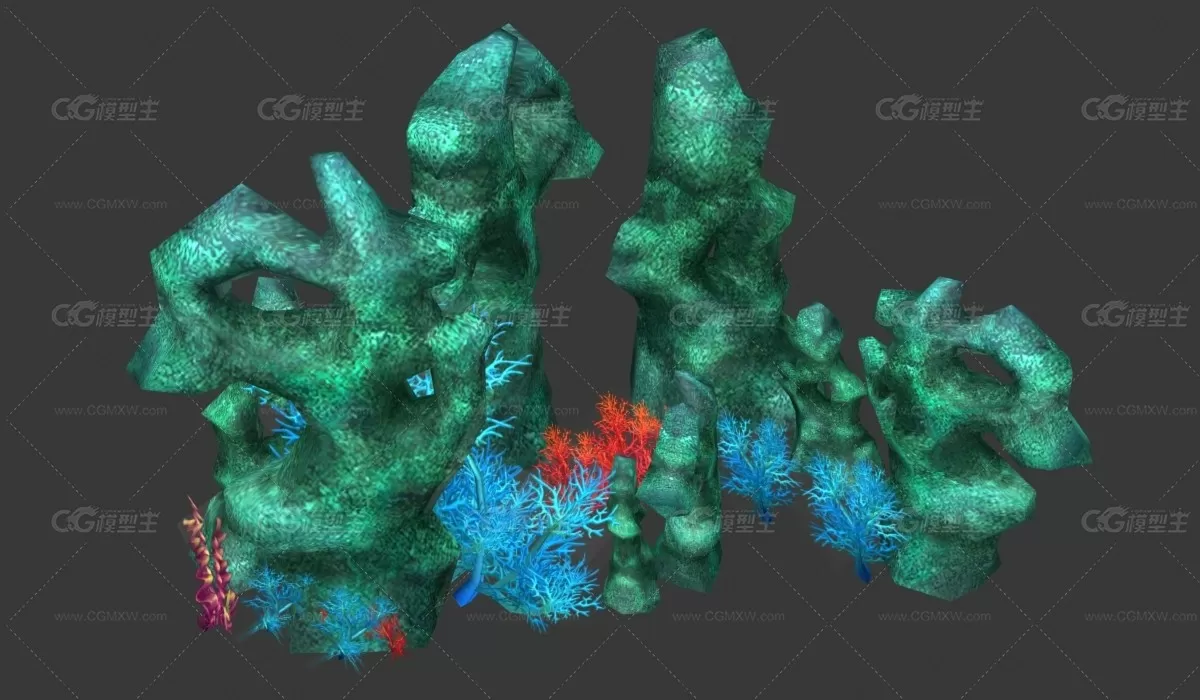 海底 部件 珊瑚 建筑 石头 3D模型-1
