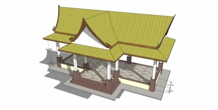 古建风格亭子SU模型带尺寸