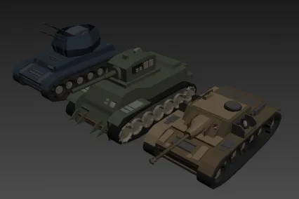 三款简易坦克模型 3d模型